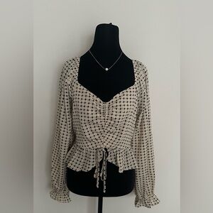 Papaya Cream and Black Patterned Blouse